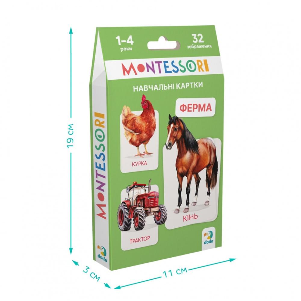 Дитячий набір навчальних карток Монтессорі "Ферма" DoDo Toys 301233, 32 зображення