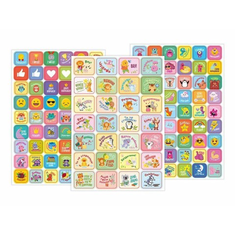 Набір наліпок "Оцінки" 10106102 зелені, 4 аркуші, 158 стікерів