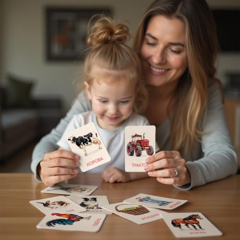 Дитячий набір навчальних карток Монтессорі "Ферма" DoDo Toys 301233, 32 зображення
