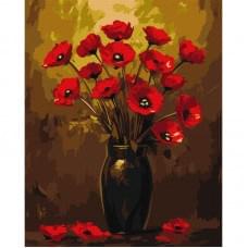Картина за номерами "Букет маків" ©art_selena_ua KHO3328 з фарбами металік 40х50 см