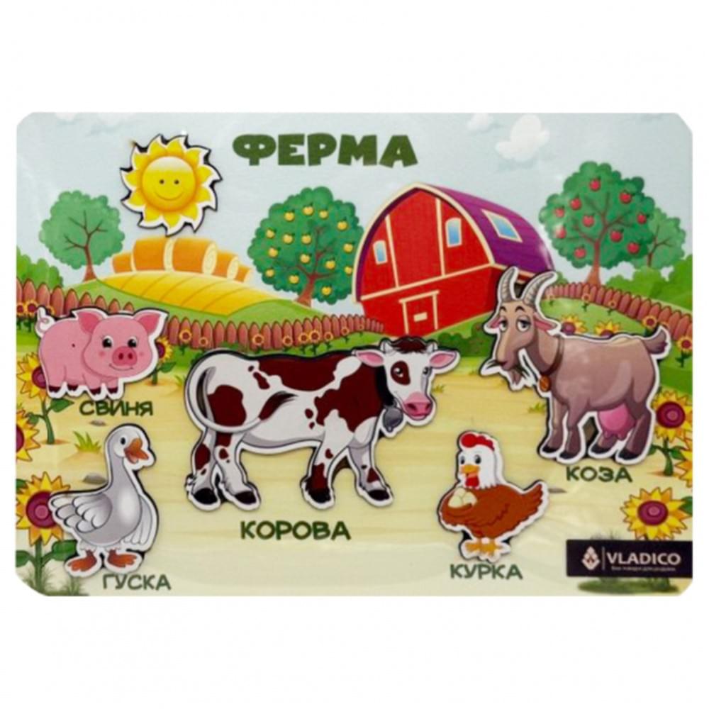 Дерев'яний пазл-вкладиш "Ферма" 3240-05-010 розмір 33х25 см