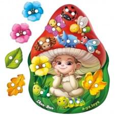 Дерев'яна шнурівка "Мухоморчик" Ubumblebees (ПСД132) PSD132