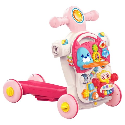 Дитячі ходунки-каталка "Перші кроки 4 в 1" HUANGER HE0827(Pink) музичні