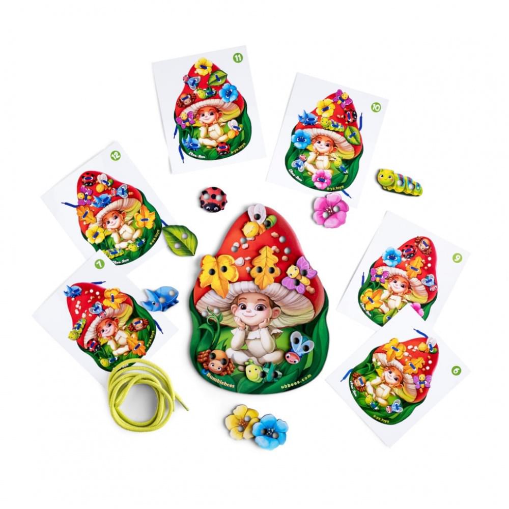 Дерев'яна шнурівка "Мухоморчик" Ubumblebees (ПСД132) PSD132