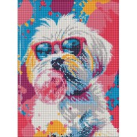 Алмазна мозаїка "Зухвалий пес у рожевому" ©art_selena_ua AMO20097, 30х40 см
