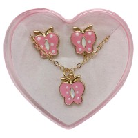 Біжутерія дитяча 2 в 1 "Рожеві Метелики" B4318-2 сережки + підвіска