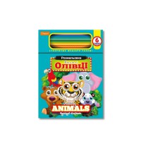 Дитяча розмальовка "Веселі олівці-кумедні тварини" НТ-04-03, 6 олівців