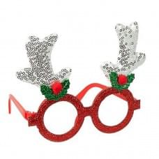 Окуляри новорічні "Оленячі ріжкит" 2519-SP(Silver) розмір 13 см