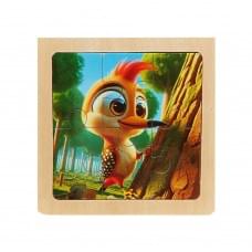 Дитячий дерев'яний пазл-вкладиш "Дятел" MD 1509-15, 6 елементів 9,8 х 9,8 х 0,4 см