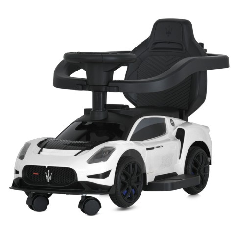 Дитяча каталка-толокар 2 в 1 M 5106-1 білий, з батьківською ручкою