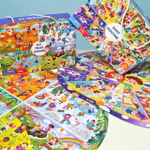 Дитячий віммельпазл "Увесь рік" DoDo Toys 300607, 100 елементів