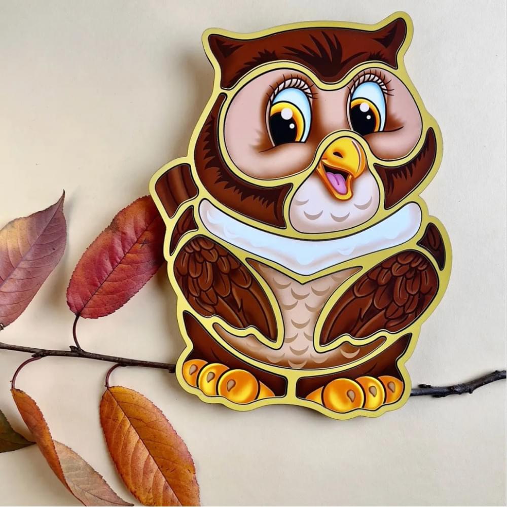 Дерев'яний пазл-вкладиш "Сова" Ubumblebees (ПСД087) PSD087 пазл-контур