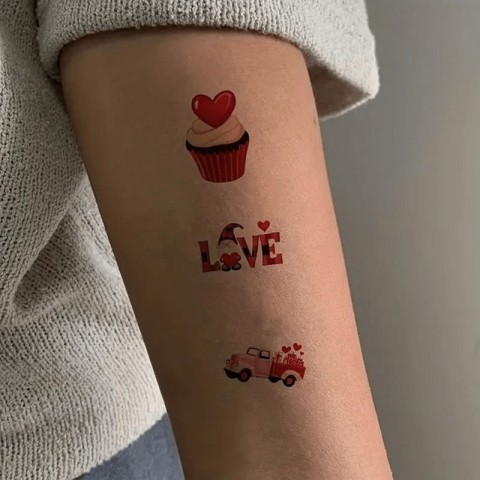 Набір тимчасових тату "Любов № 2" Love-tattoo-mini-set-2-10, 12 х 7 см 10 шт