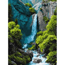 Картина за номерами "Водоспад у горах" ©art_selena_ua KHO6437, 30х40 см