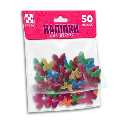 Дитячий набір м'яких наліпок "Метелики" VT4206-56, 50 наліпок