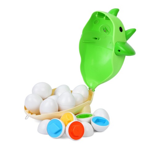 Дитяча каталка на палиці "Динозаврик" XQS2087A, яйця-пазли 12 штук