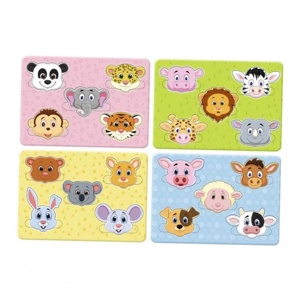 Дерев'яний пазл-вкладиш "Веселі мордочки" Ubumblebees (ПСД029) PSD029 дорожній варіант