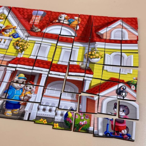 Дерев'яний пазл-вкладиш "Котячий будинок пазл літній" (ПСД273) PSD273