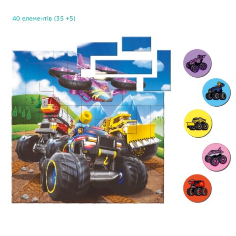 Дитячий магнітний пазл "Колеса" 200650, 40 елементів