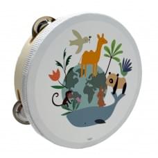 Дерев'яна іграшка Бубен "Дикі тварини" MD 0367-45 діаметр 15 см