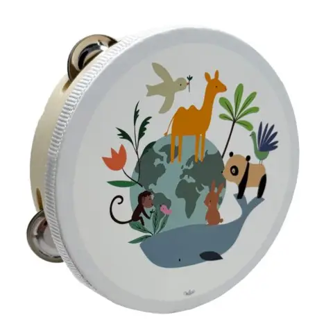 Дерев'яна іграшка Бубен "Дикі тварини" MD 0367-45 діаметр 15 см