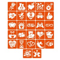 Набір трафаретів для біо-тату "Love Story" love-story_5x5_27_1, 27 трафаретів