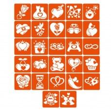 Набір трафаретів для біо-тату "Love Story" love-story_5x5_27_1, 27 трафаретів