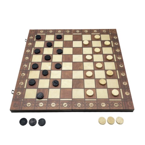 Набір настільних ігор "Шахи, нарди, шашки 3 в 1" Set1 NE-LG-11 ігрове поле 40х40 см