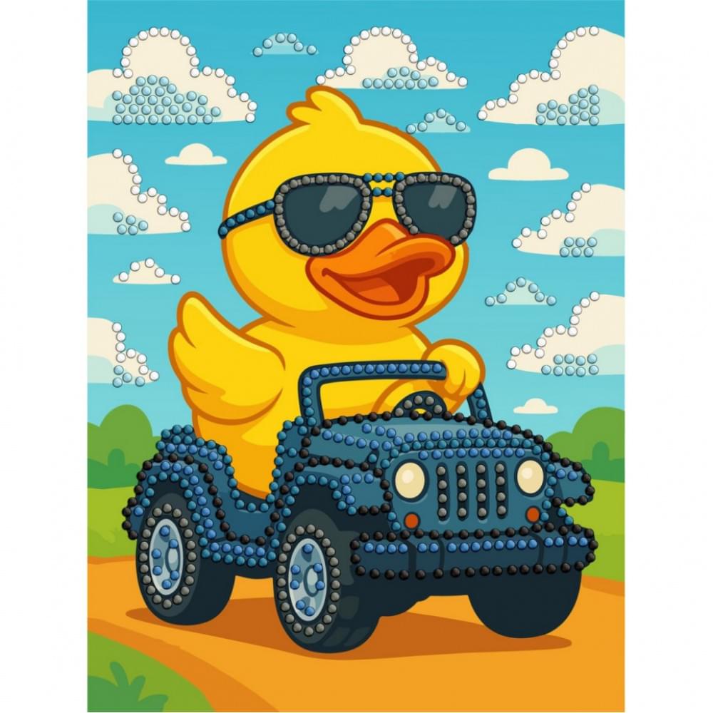 Алмазна мозаїка з частковою викладкою "Качка на машині" ©art_selena_ua AMV1207, 15х20 см