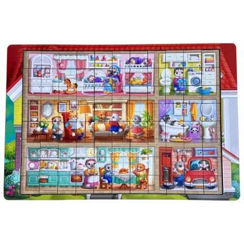 Дерев'яний пазл-вкладиш "Котячий будинок пазл літній" (ПСД273) PSD273