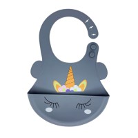 Слинявчик силіконовий "Єдиноріг" MGZ-0615(Grey) з кишенею