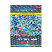 Набір кольорового картону "Голографічний" Преміум А4 ККГ-А4-6, 6 аркушів