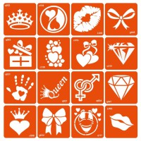 Набір трафаретів для біо-тату "Мікс для дівчаток №3" mix_for_girls_simple_3-16