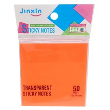 Стікери прозорі для нотаток Р71-1, 50 аркушів, 76 х 76 мм Помаранчевий