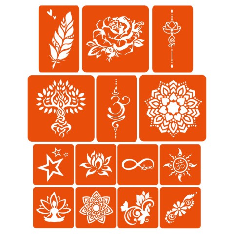 Набір хни з трафаретами для біо-тату №4 henna-set-04