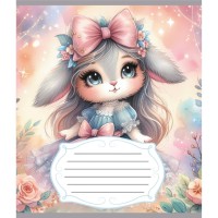 Зошит учнівський "Зайка" 012-590522C-1 в косу лінію, 12 аркушів