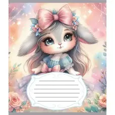 Зошит учнівський "Зайка" 012-590522C-1 в косу лінію, 12 аркушів