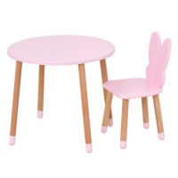 Столик зі стільцем "Метелик" 05-025R-ROUND круглий, рожевий