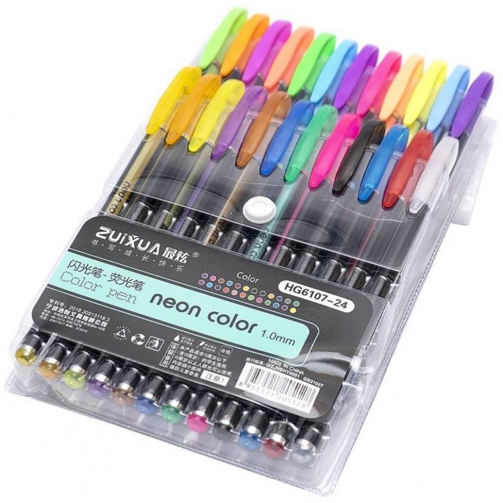 Набір гелевих ручок "Neon color" HG6107-24, 24 кольори
