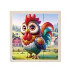 Дитячий дерев'яний пазл-вкладиш "Півник" MD 1509-25, 6 елементів 9,8 х 9,8 х 0,4 см