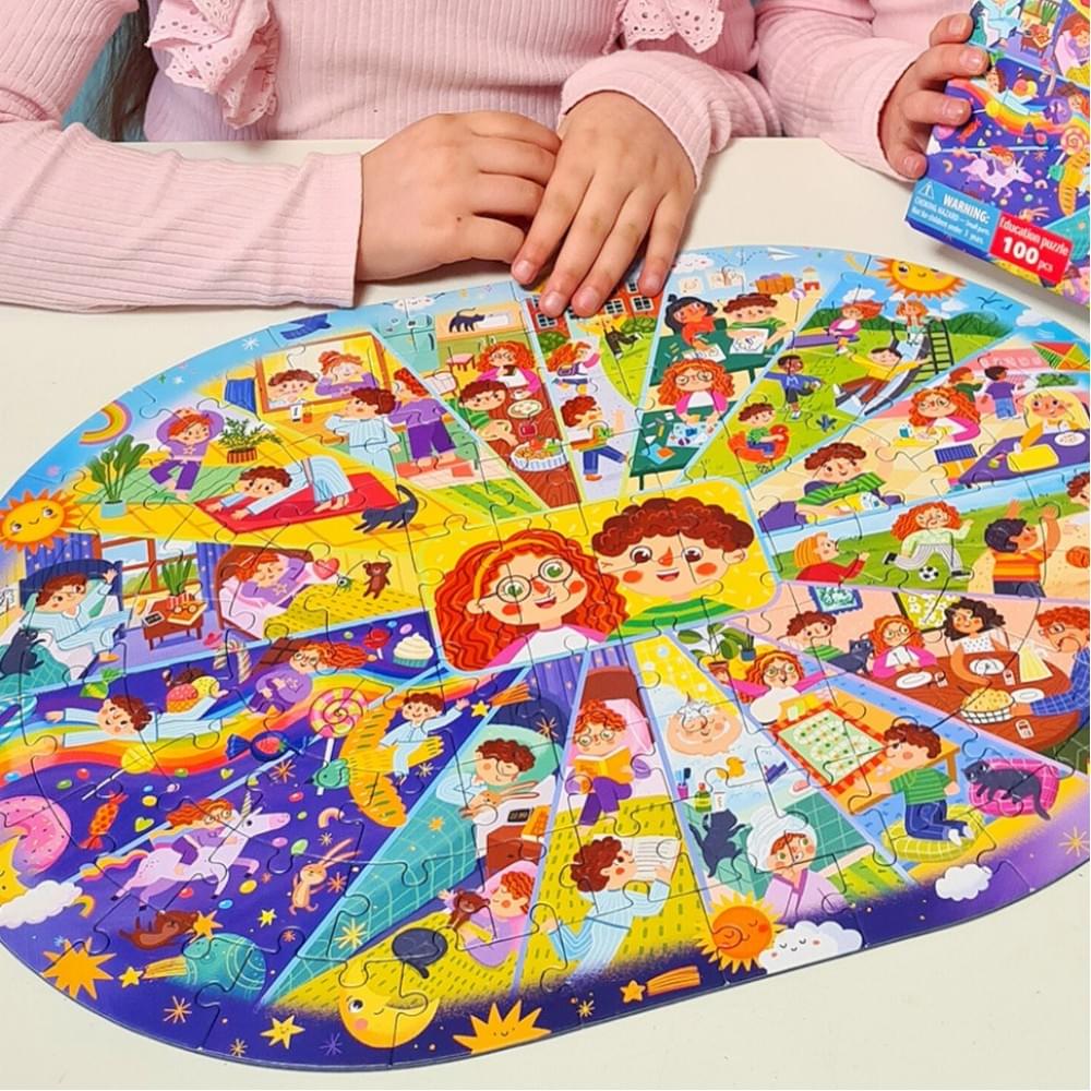 Дитячий віммельпазл "Розпорядок дня" DoDo Toys 300619, 100 елементів