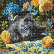 Алмазна мозаїка "Кошеня блакитнооке" Ідейка AMO8340, 40х40 см