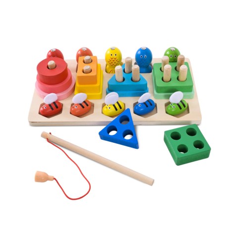 Дитяча дерев’яна іграшка "Пірамідка-сортер" C9417 рибалка, вкладиші