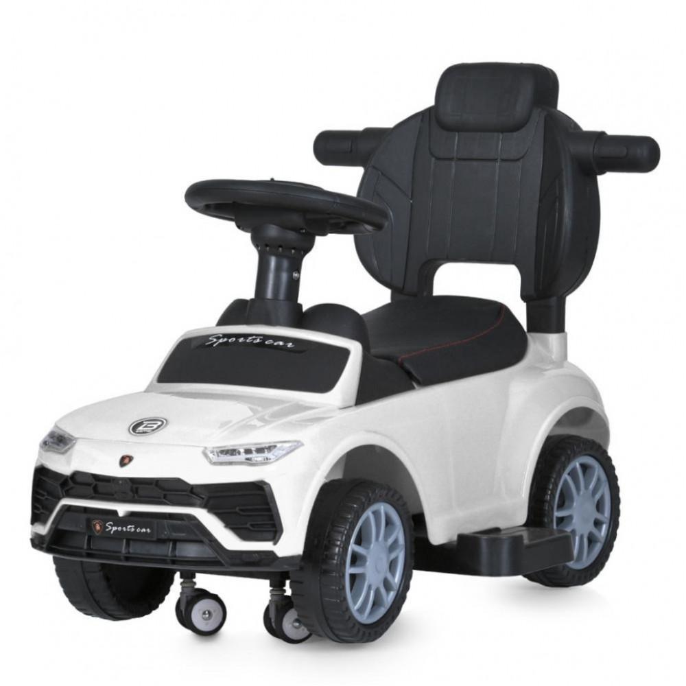 Дитяча каталка-толокар M 5044L-1 білий, з батьківською ручкою