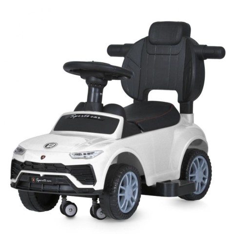 Дитяча каталка-толокар M 5044L-1 білий, з батьківською ручкою