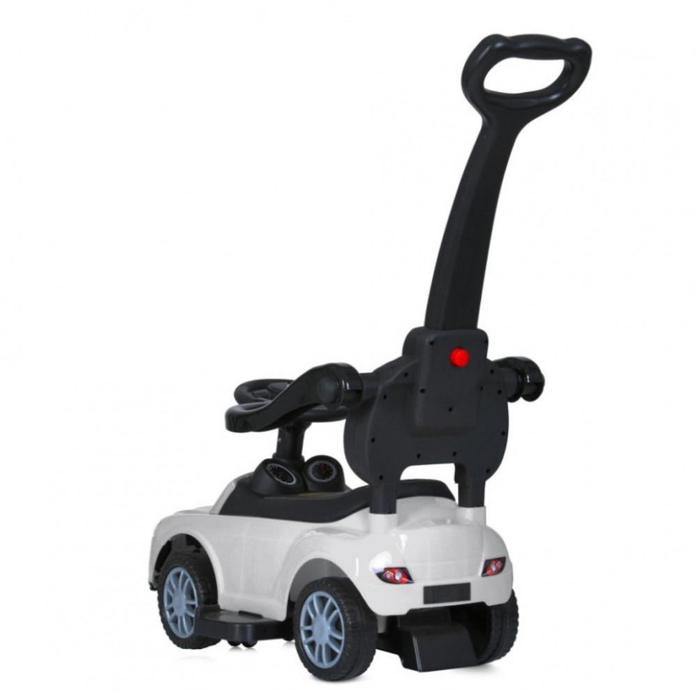 Дитяча каталка-толокар M 5044L-1 білий, з батьківською ручкою