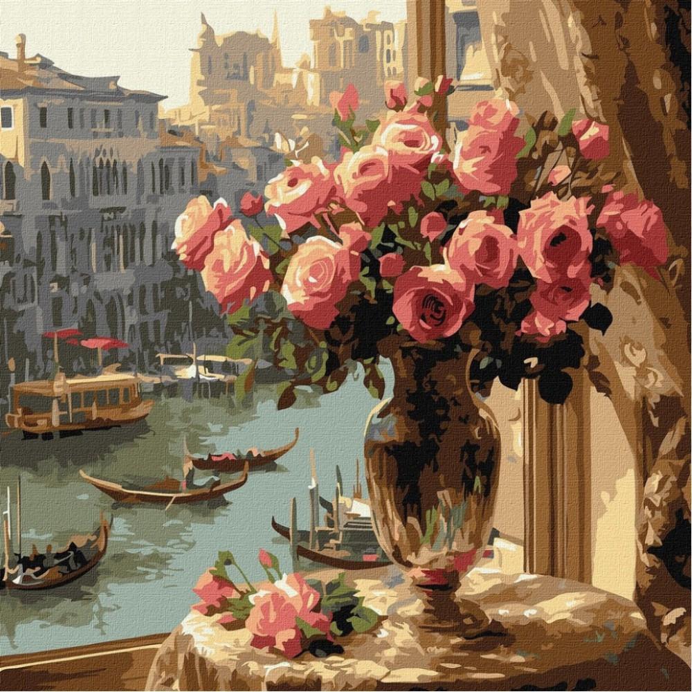 Картина за номерами "Троянди у Венеції" ©art_selena_ua KHO6412, 40x40 см