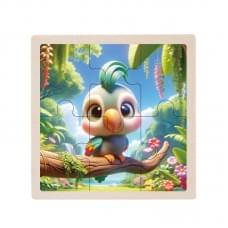 Дитячий дерев'яний пазл-вкладиш "Папуга" MD 1509-14, 6 елементів 9,8 х 9,8 х 0,4 см