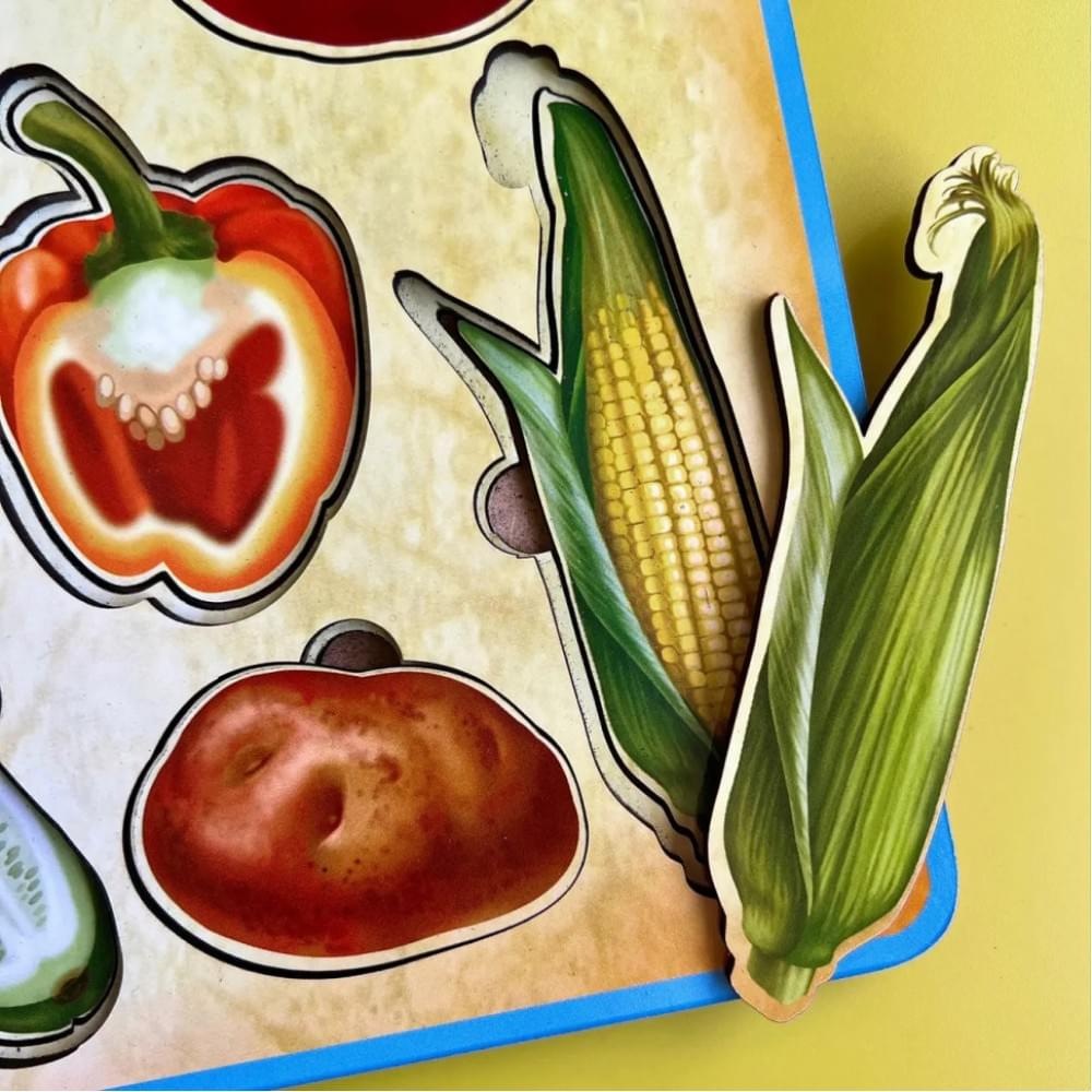 Дерев'яний пазл-вкладиш "Овочі зовні та всередині" Ubumblebees (ПСД194) PSD194