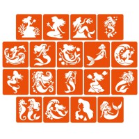 Набір трафаретів для біо-тату "Русалки" mermaids-5x5-18, 18 трафаретів